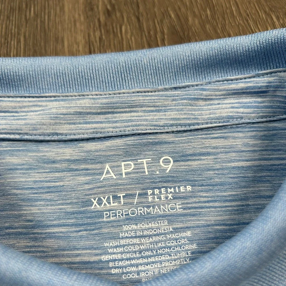 Apt 9 Polo XXLT Blue Premier Flex Performance Short Sleeve Space Dye 2XLT New